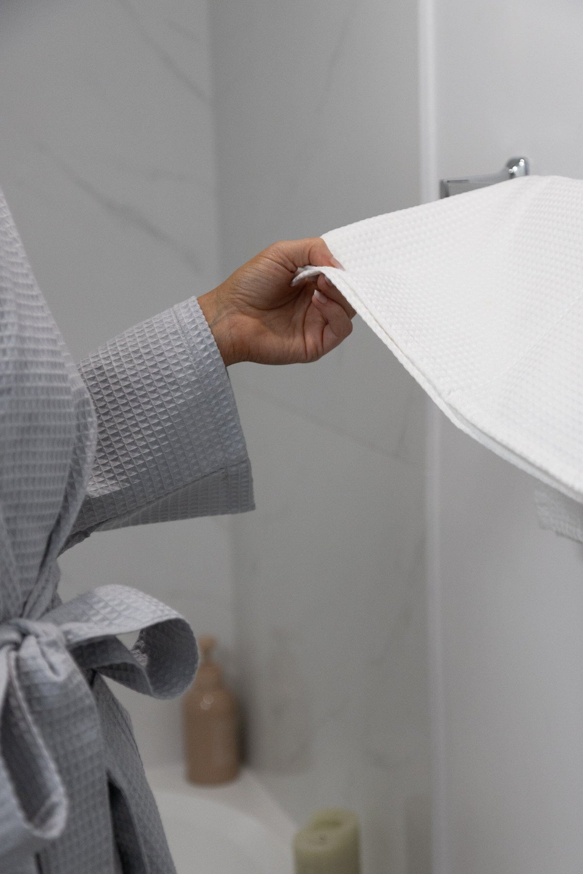 Organic Cotton Waffle Bathroom Towels