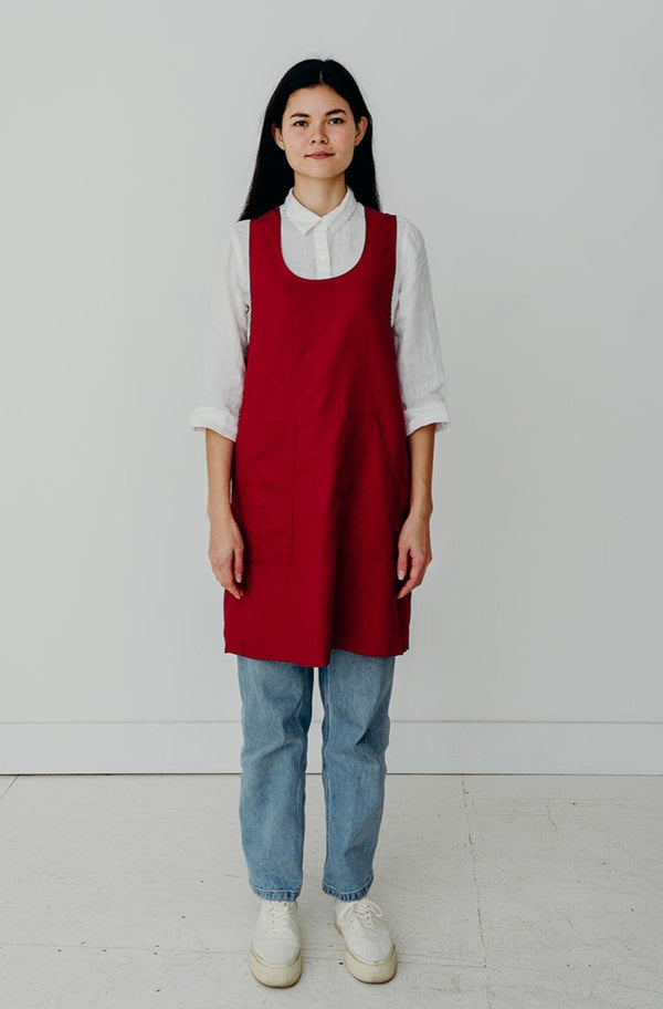 Cross Back Aprons Shop Linen Cross Back Apron with Pockets Portland Apron Company