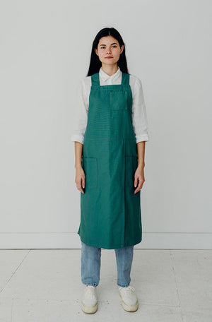 Split Leg Linen Smock Apron with Cross Back